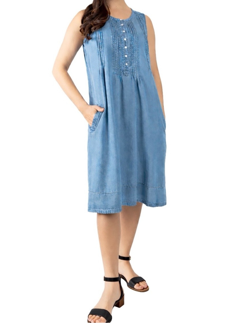 Coldwater Creek Light Blue Sleeveless Midi Dress - Picture 2 of 8